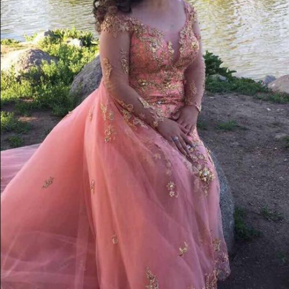 Beautiful custom engagement peach color dress!!!!!