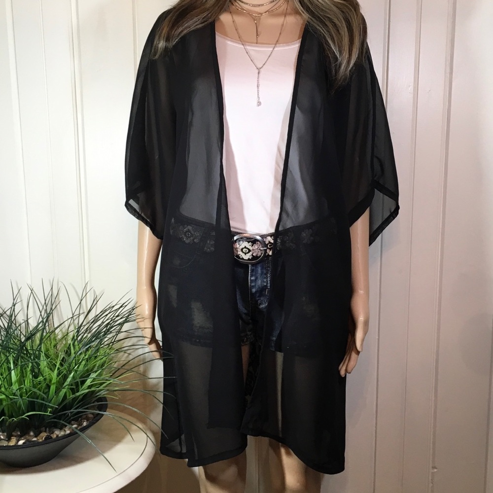 LACE BACK SHEER KIMONO - Picture 8 of 8