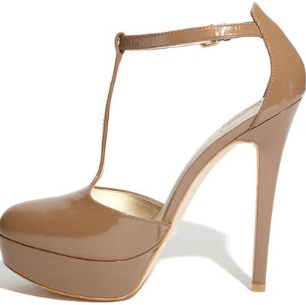 Nude t-strap sexy heels