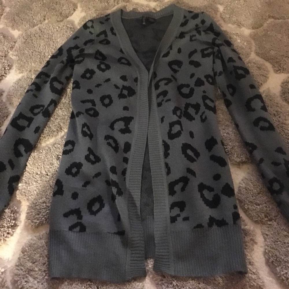 Grey and black cheetah print sweater