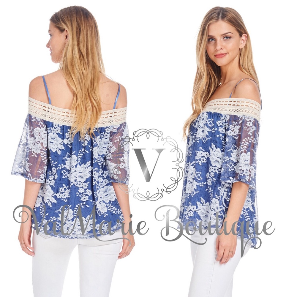 Lace overlay cold shoulder blouse - Picture 2 of 2