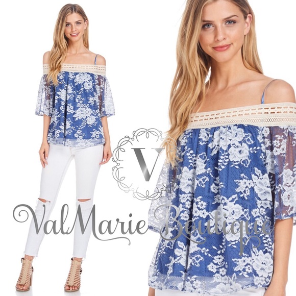 ValMarie Tops - Lace overlay cold shoulder blouse