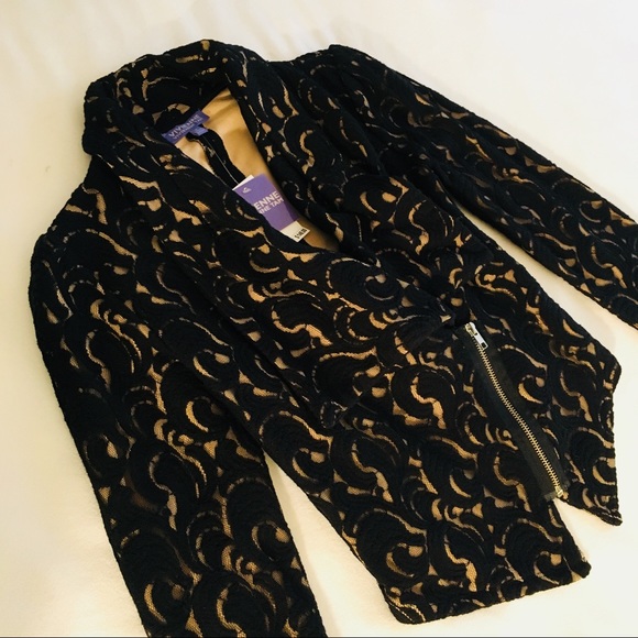 Black Lace Motocross Blazer Oversized Collar - Picture 7 of 7