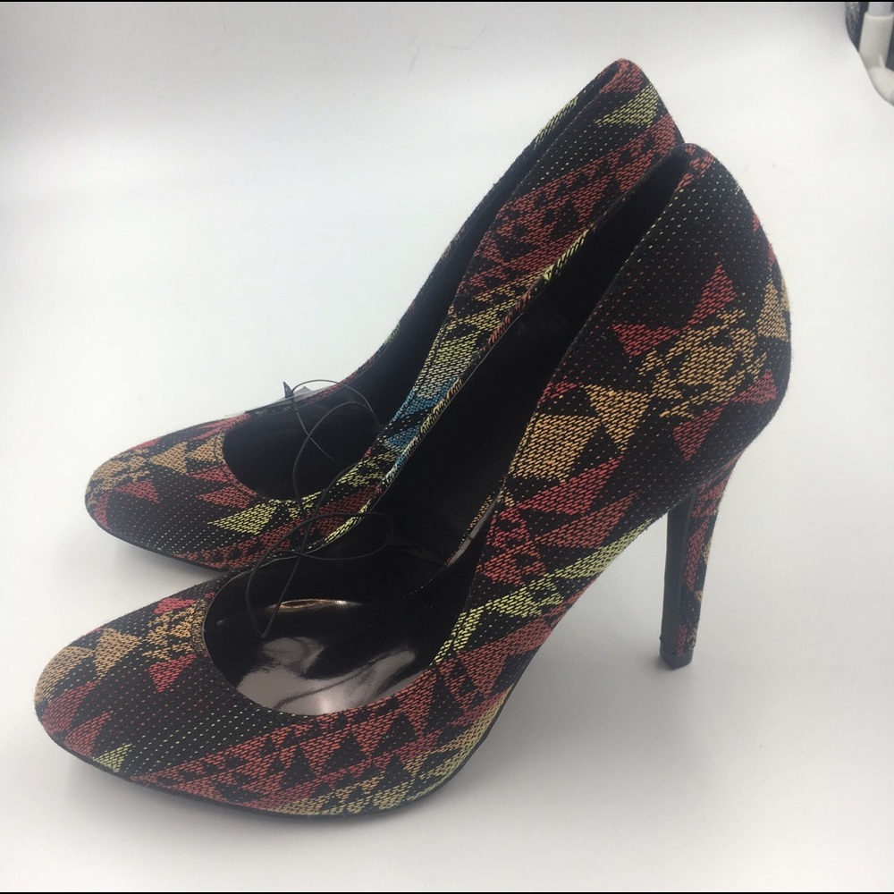 New Material Girl Hailey Heels Aztec Black