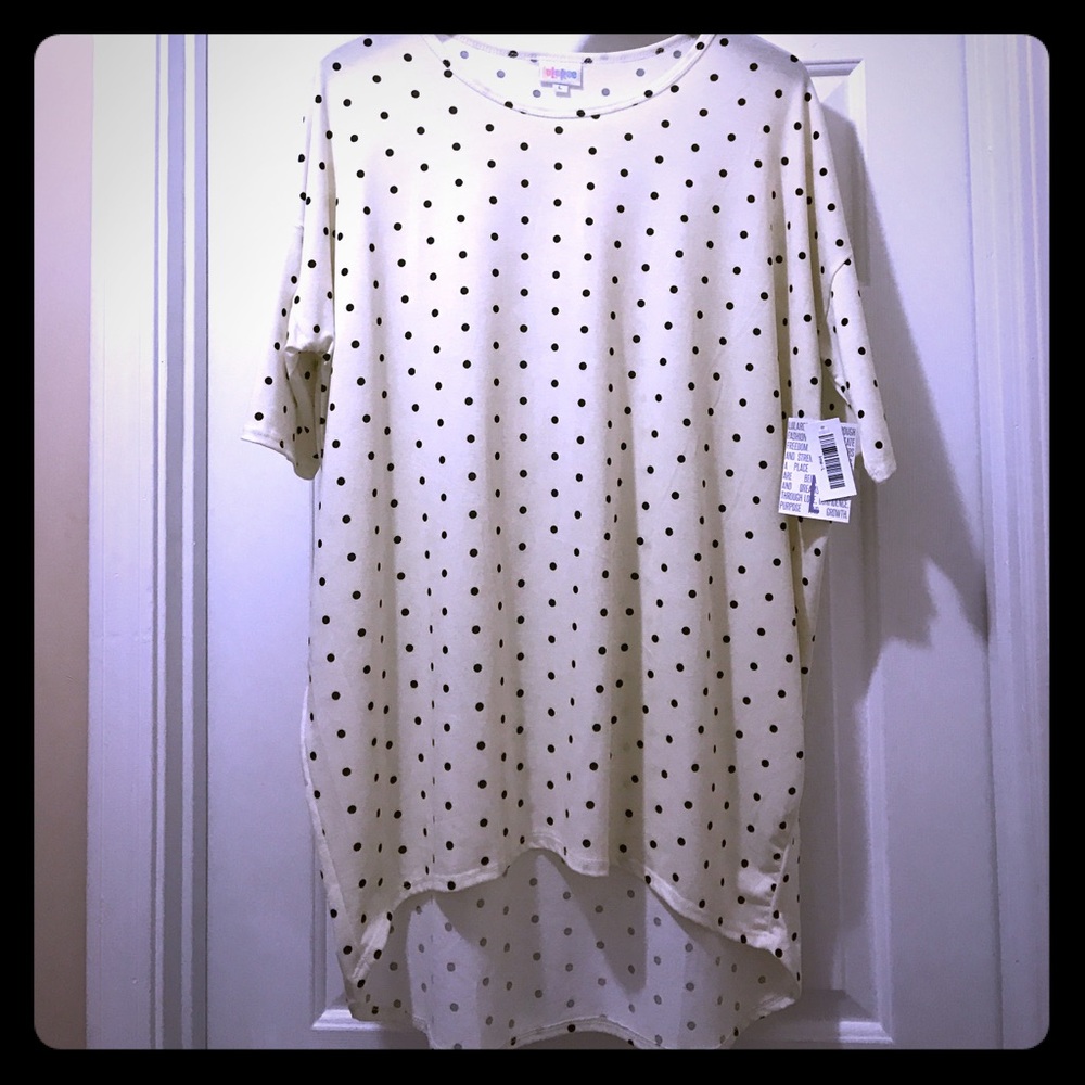 LuLaRoe Irma top sz. L cream/black dots