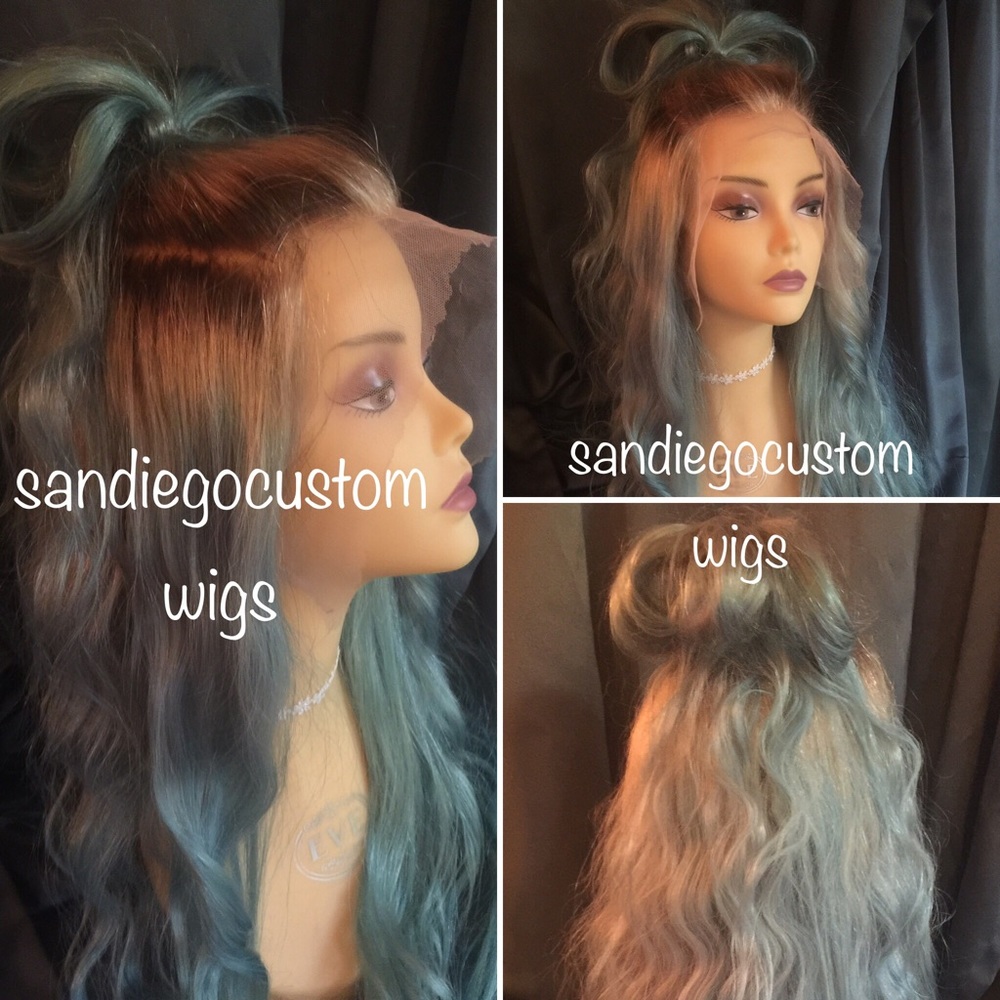 24" 100% Human Hair pastel full lace wig