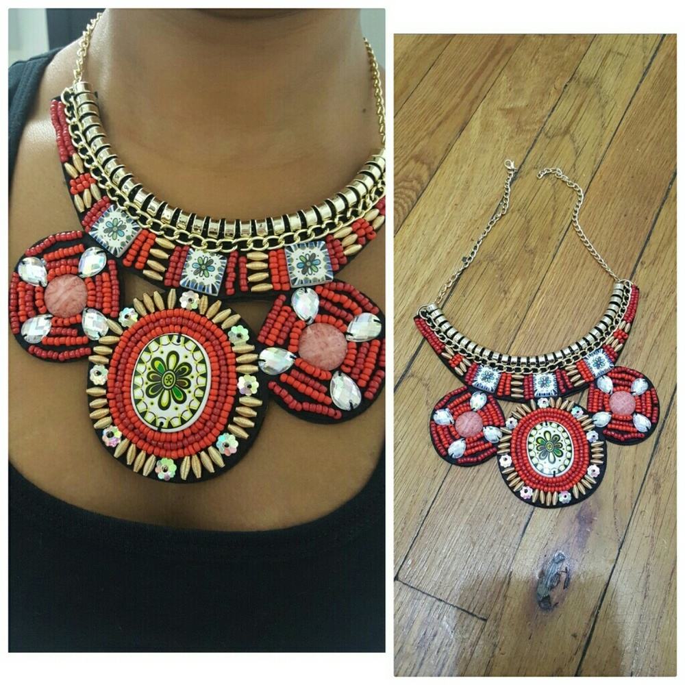 Statement short necklace Nation style handmade Col - Picture 2 of 3