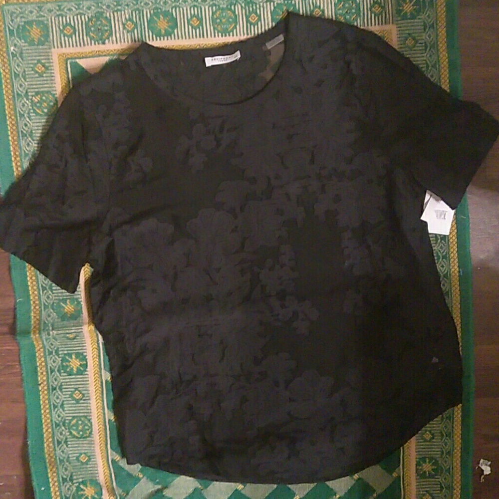 Equipment Sheer Floral Black Blouse NWT