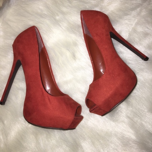red peep toe platform heels - Picture 2 of 4