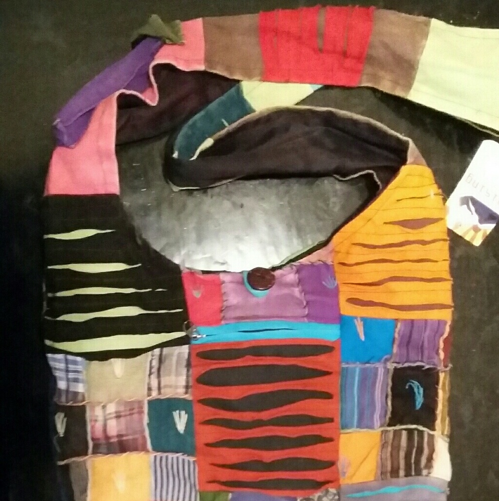 Cross body fabric bag. Hand crafted.