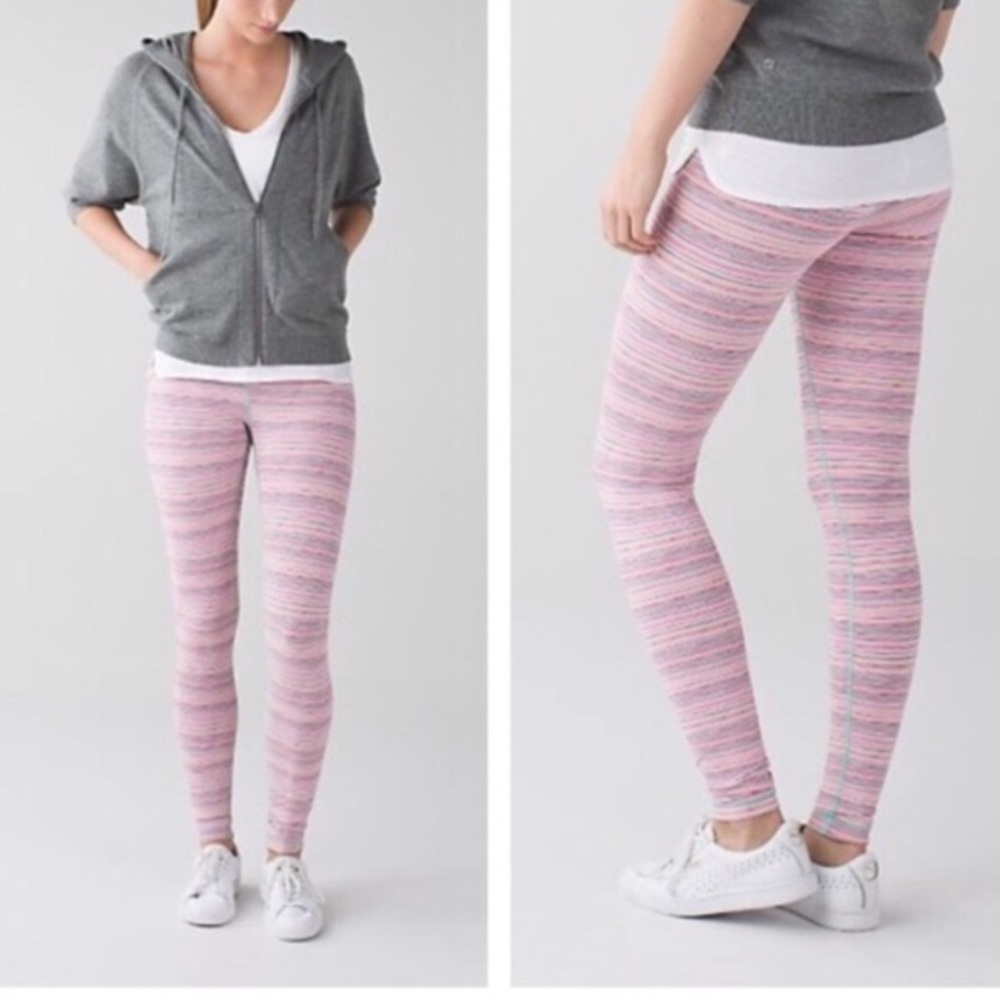 Lulu lemon pink cyber stripe leggings