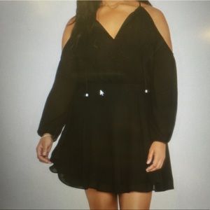Black cold shoulder dress