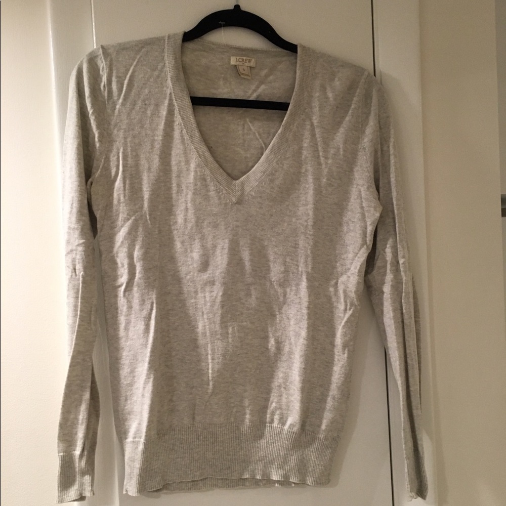 J. Crew Heather Gray V Neck Sweater