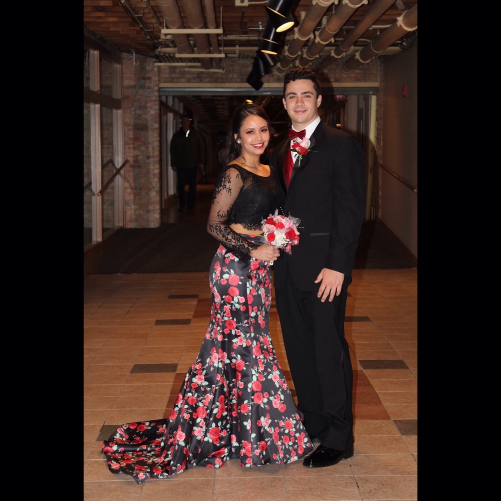 Two Piece Floral Prom Dress