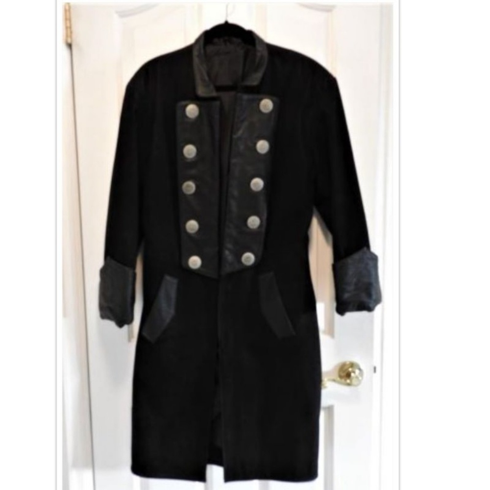 VINTAGE BLACK SUEDE LONG COAT GOTH STEAMPUNK