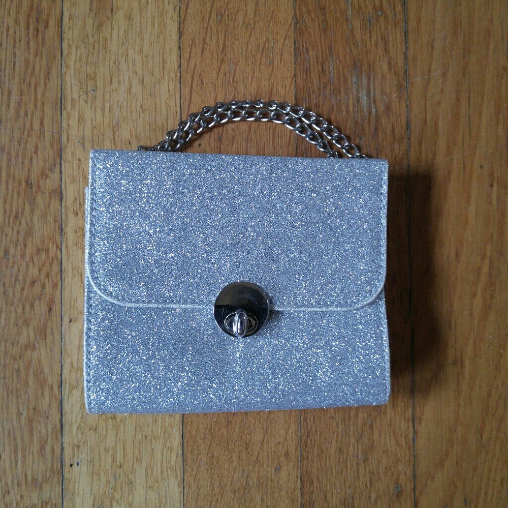Small silver glitter purse