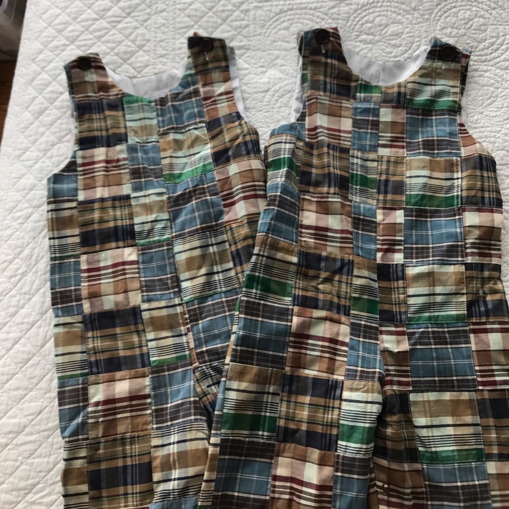 Kelly's Kids Matching Madras Overalls