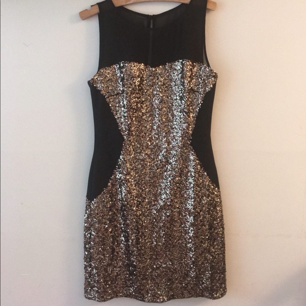 Aqua sequin black & gold cocktail dress 🍸