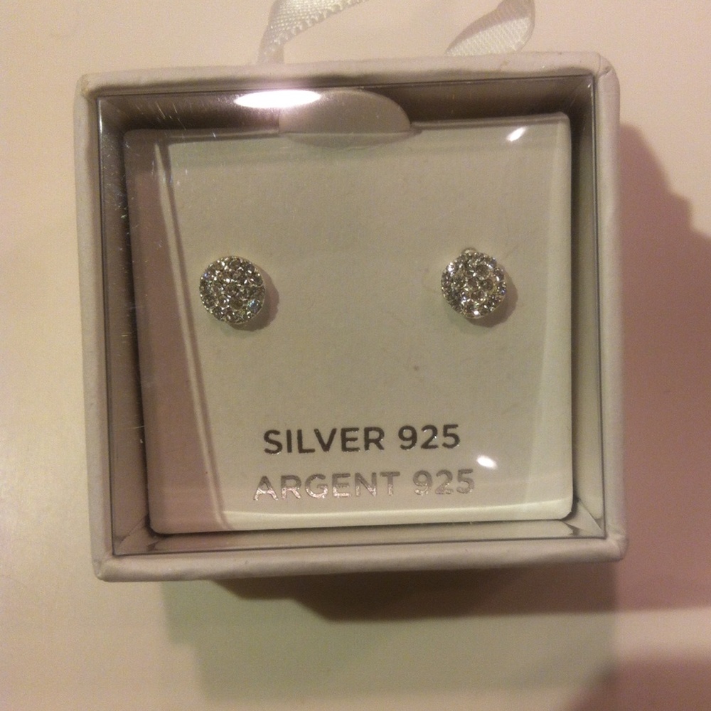 CZ studded Sterling Silver Circle Earrings