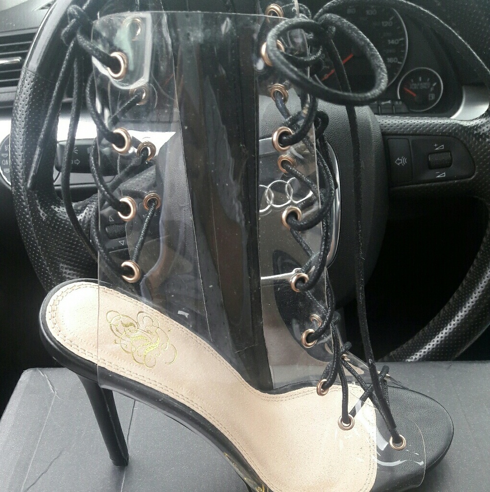 Clear Lace Up Booties