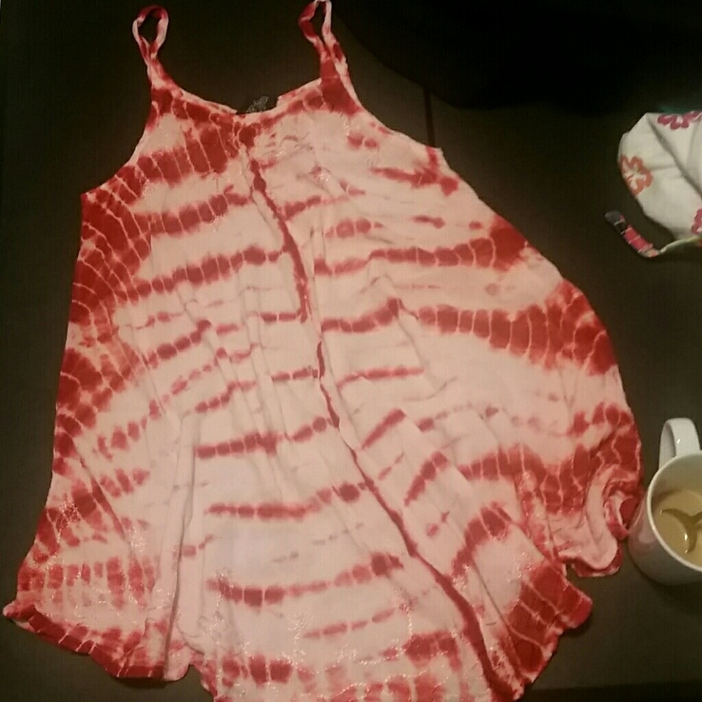 Red tie dye Swim cover up