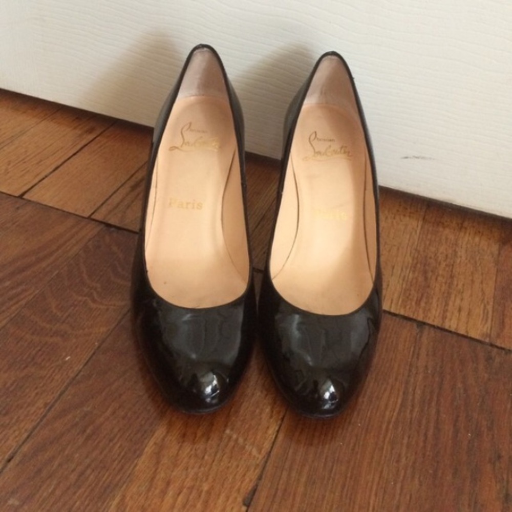 Black patent leather heels