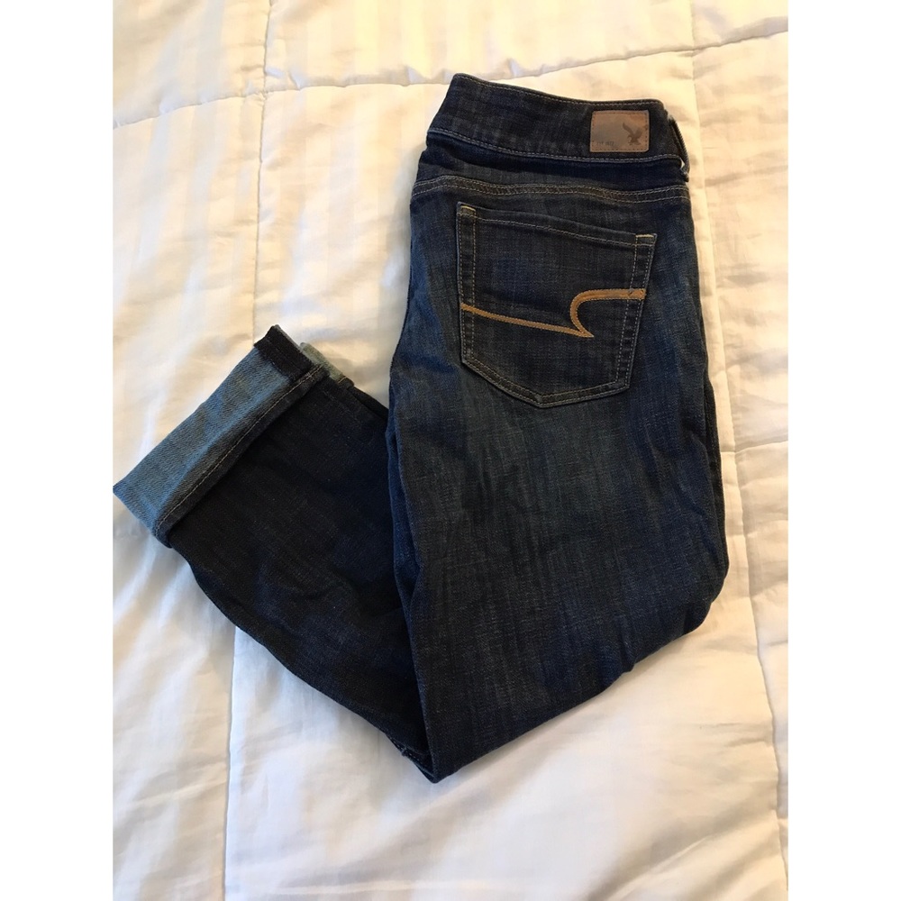 American eagle dark blue jean cropped capris