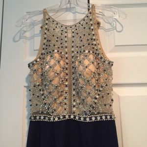 Long formal gown with beaded bodice