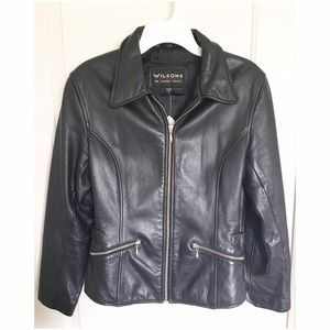 Wilson's Genuine Black Leather Moto Jacket - sz S