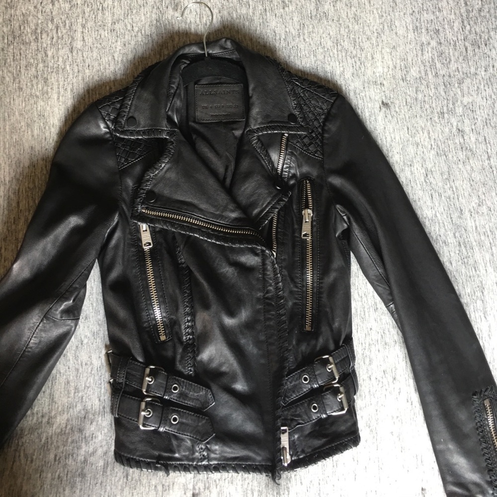 ❌❌Sold❌❌ Allsaints laced hawk leather jacket