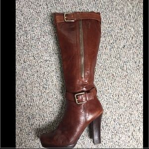 BCBG Stacked heel leather boots