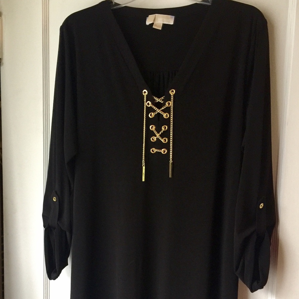 Michael Kors Chain Tie Shirt Dress - Black