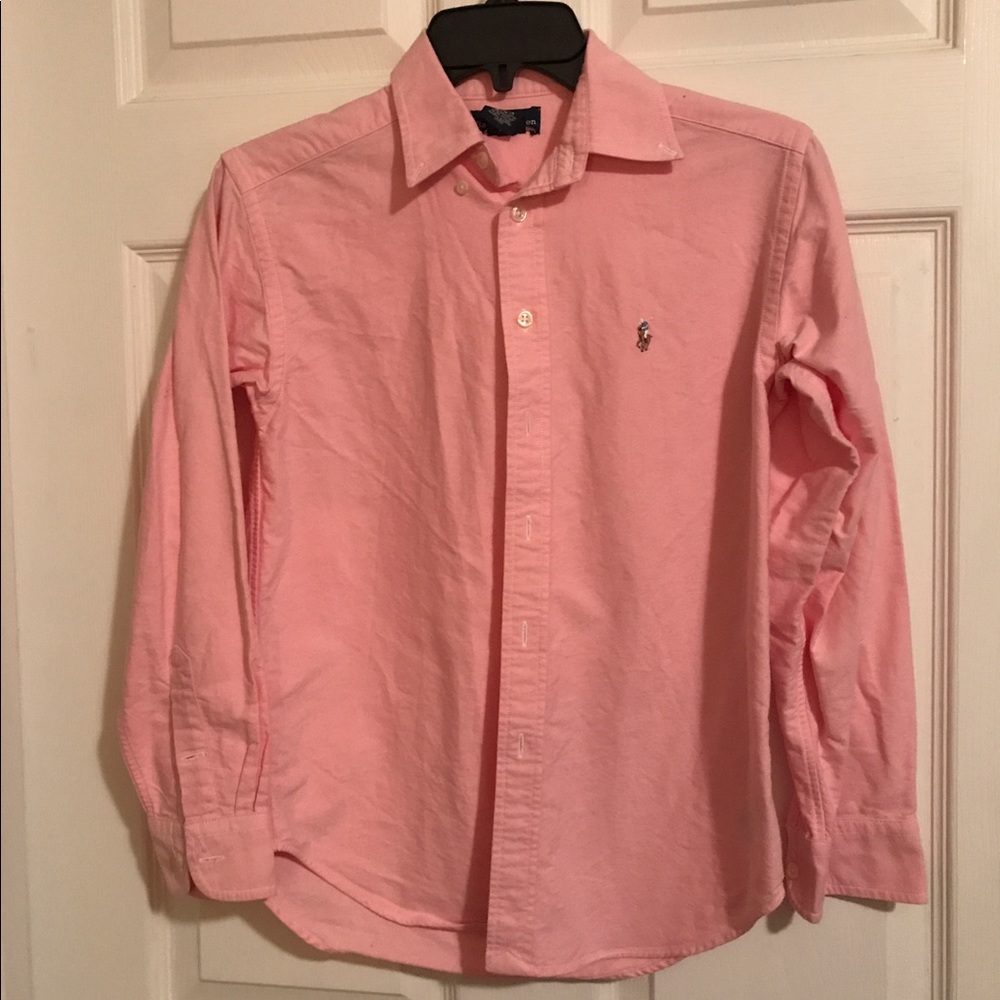 Boys pink polo button down