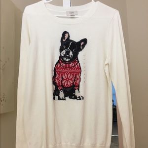 Ann Taylor Loft French Bulldog sweater