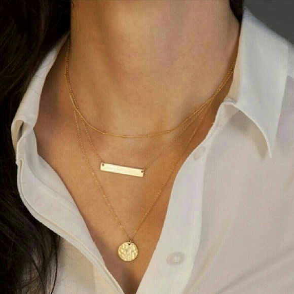 Boutique Jewelry - Back In!! Triple Layered Gold Coin Bar Necklace