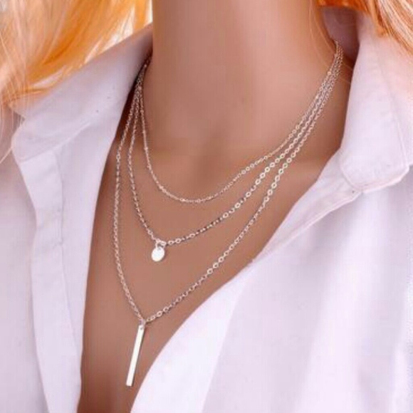 Gorgeous Gold or Silver Layered Coin Bar Necklace - Picture 4 of 4