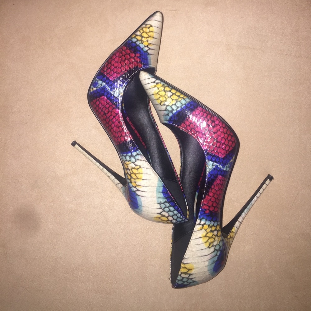 White Rainbow Multi colored Heels