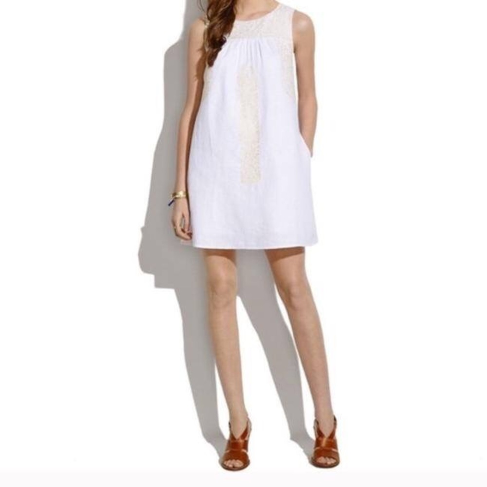 Madewell Embroidered Linen Dress (never worn)