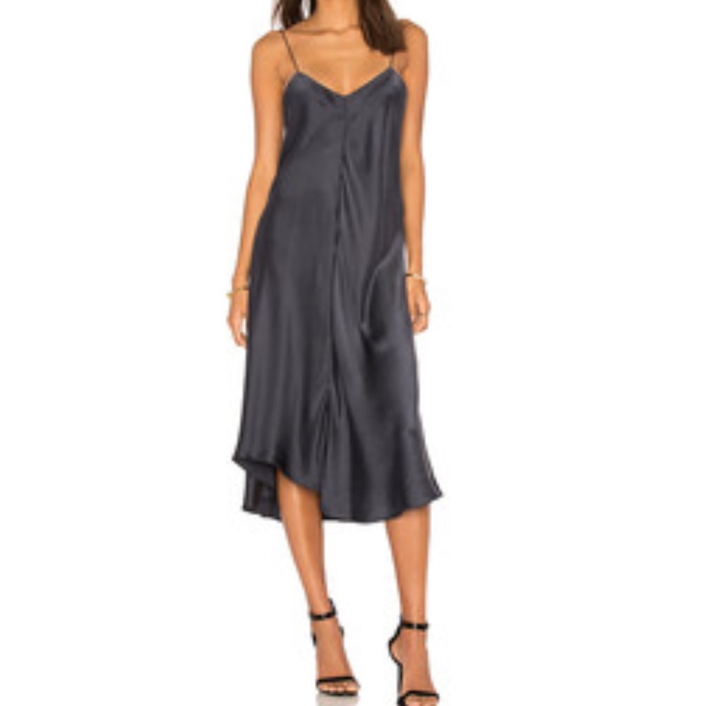 Silk slip thin strap midi dress