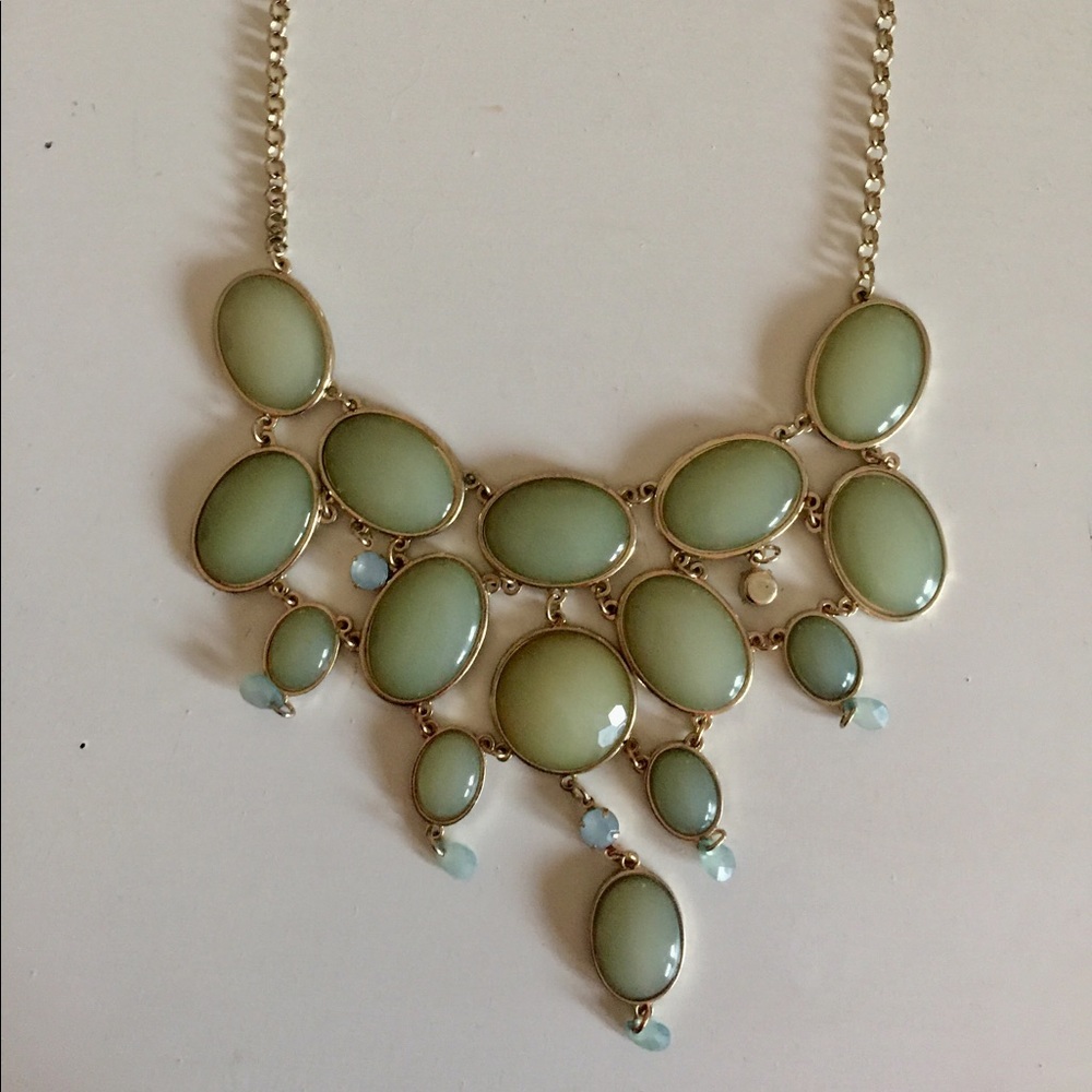 Light Olive and Gold Statement Necklace