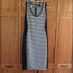 Sexy Black and white striped mid length dress!