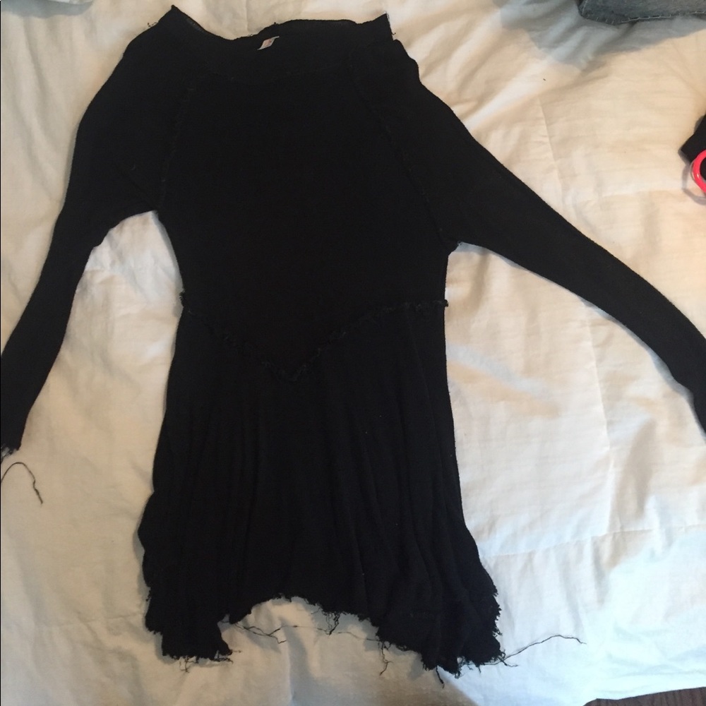 Sheer black high neck free people shirt