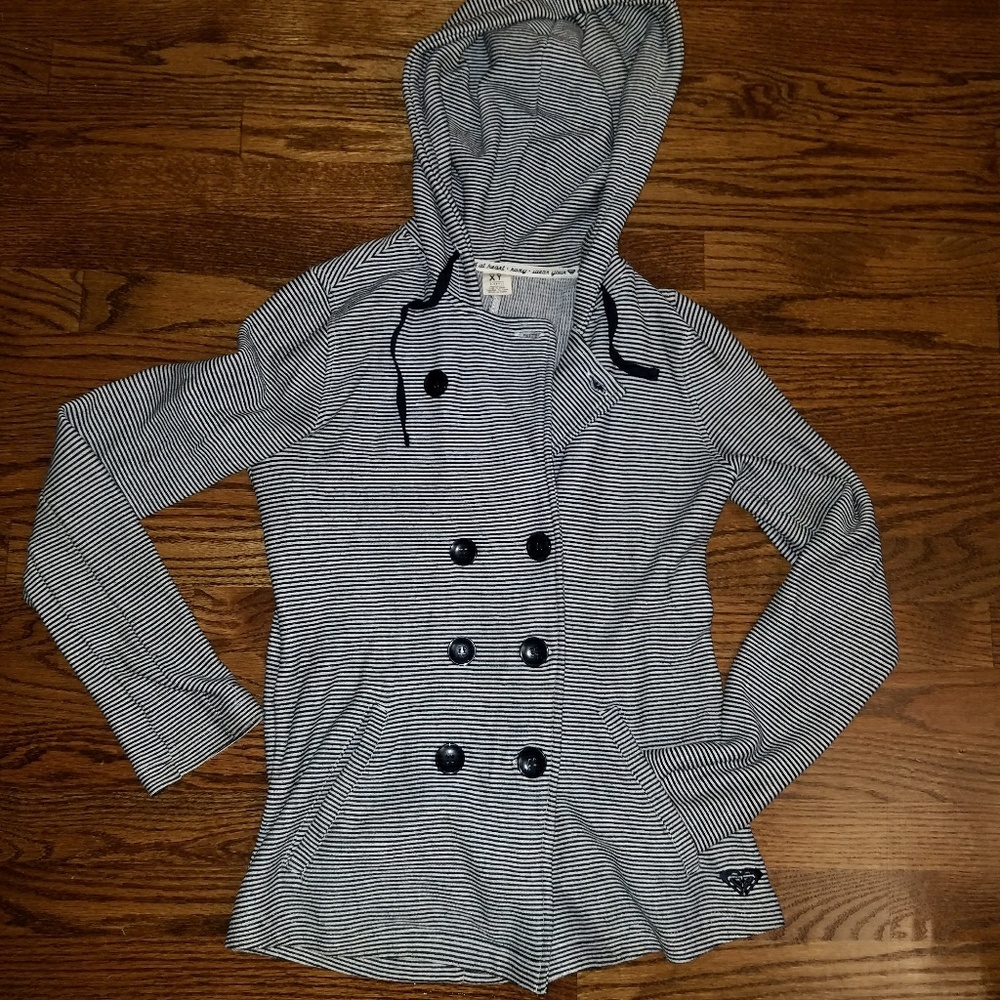 Navy/White hooded striped jacket