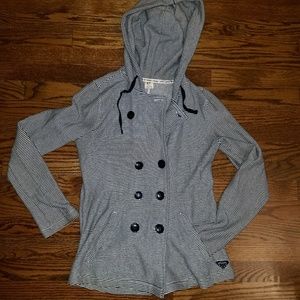 Navy/White hooded striped jacket