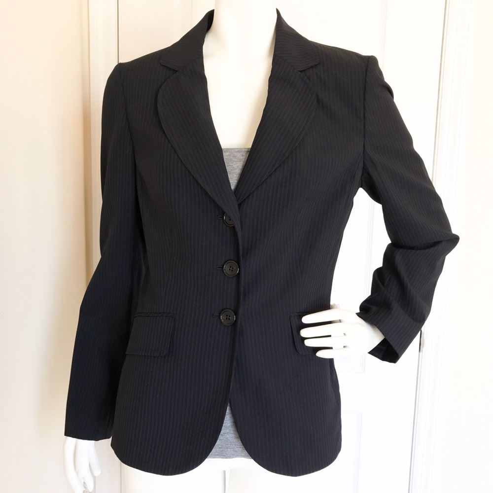 Ann Taylor Pin Stripe Black Blazer 8
