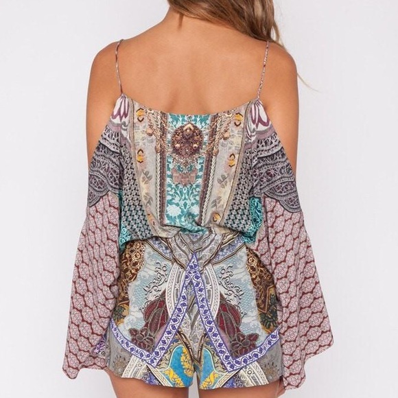 Camilla embellish off shoulder playsuit romper new - Picture 3 of 5