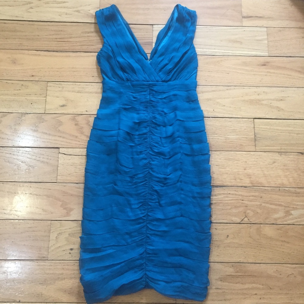 Tadashi Collection Teal Chiffon Midi Dress