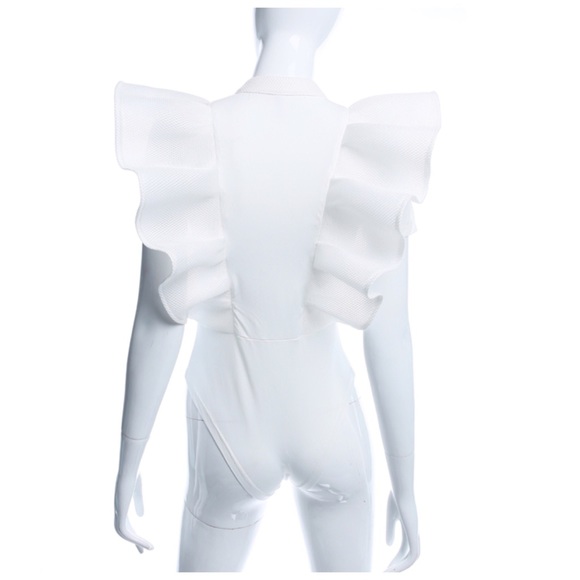 Dramatic White Ruffle Bodysuit - Picture 5 of 6