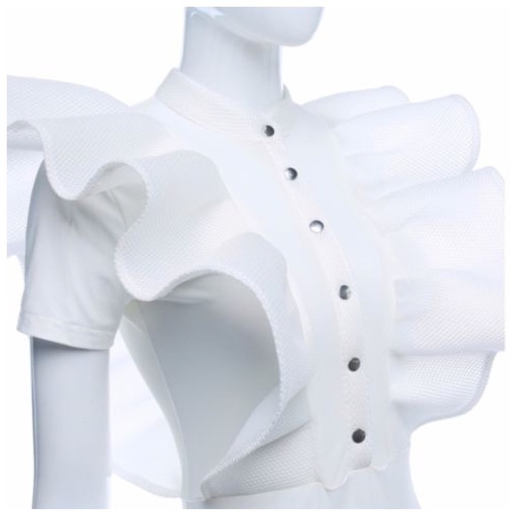 Dramatic White Ruffle Bodysuit - Picture 6 of 6