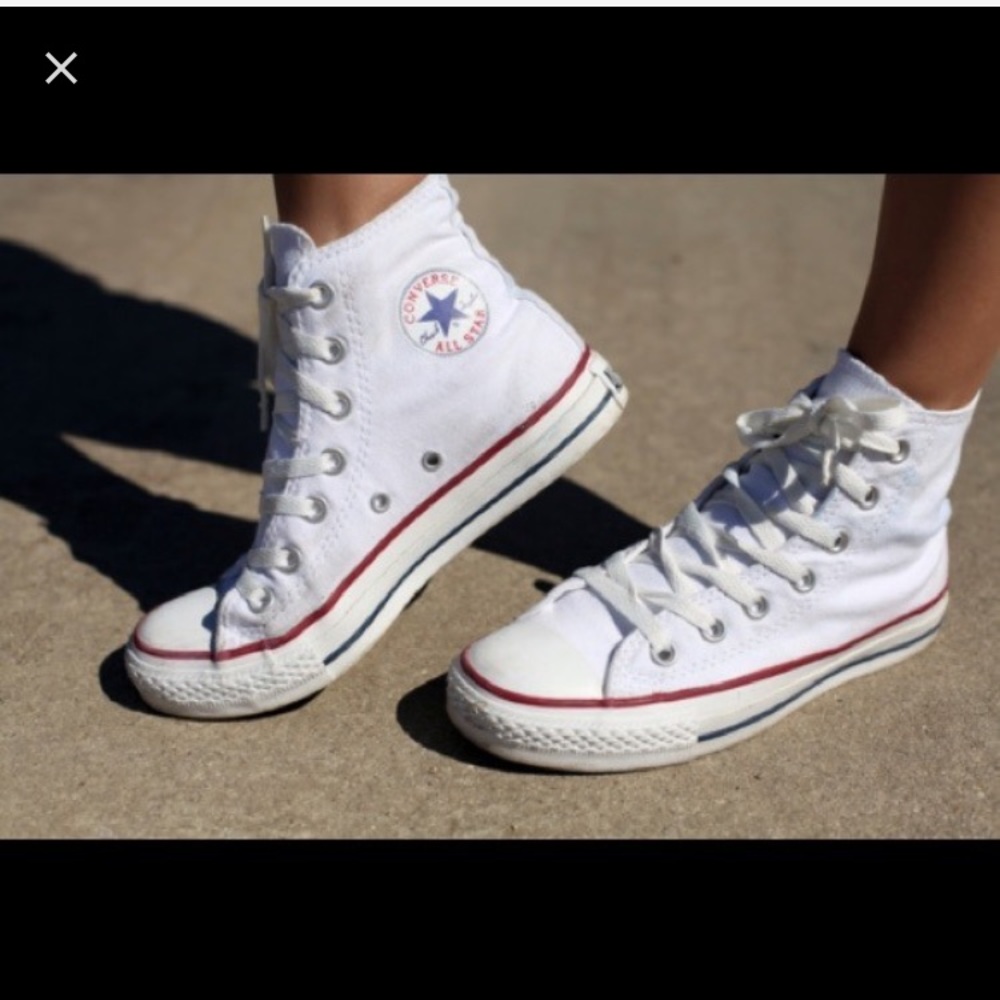 ISO white and red high top converse